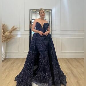 Jovani Strapless Blue Dress